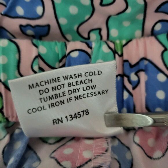 VINEYARD VINES Pajama Pants Womens L Cotton Woven Pink Blue Green Whale Print - Picture 6 of 7